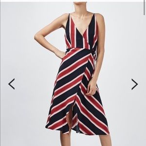 Topshop Striped Wrap Slip Dress